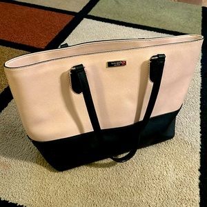 Kate Spade 9 1/2 by 16 light pink with black bottom medium tote PURSE